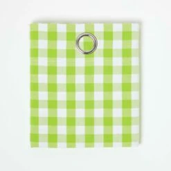 Cotton Green Block Check Gingham Ready Made Eyelet Curtains -Best Homeware Store kt1411 1