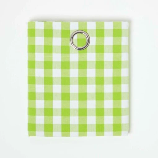 Cotton Green Block Check Gingham Ready Made Eyelet Curtains -Best Homeware Store kt1411 1