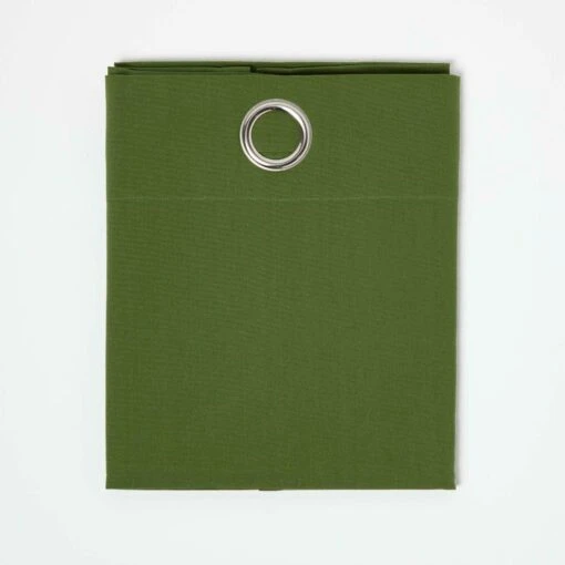 Cotton Plain Dark Olive Green Ready Made Eyelet Curtain Pair -Best Homeware Store kt1427 1