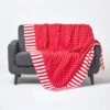 Cotton Red Polka Dots And Stripes Sofa Throw -Best Homeware Store kt1536 01