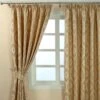 Cream And Gold Jacquard Curtain Abstract Ikat Design Fully Lined With Tie Backs, 46 X 72" Drop -Best Homeware Store leon collection lined curtain biege1 1