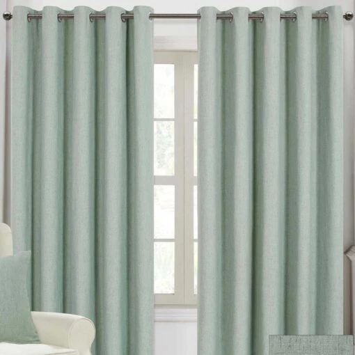 Duck Egg Blue Linen Eyelet Lined Curtain Pair -Best Homeware Store linen curtain in duckegg2