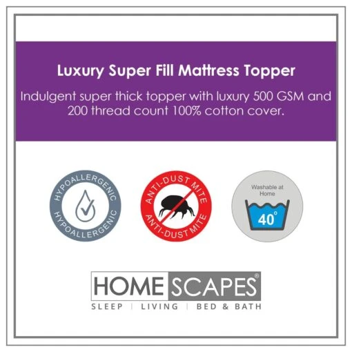 Luxury Extra Thick 500 GSM Cotton Mattress Topper -Best Homeware Store luxury super fill mattress topper 9