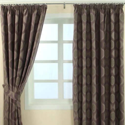 Purple Jacquard Curtain Modern Curve Design Fully Lined -Best Homeware Store marbbela collection curtains mauve main