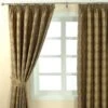 Gold Jacquard Curtain Abstract Aztec Design Fully Lined With Tie Backs, 66 X 54" Drop -Best Homeware Store marbbela curtains collection gold color1 3