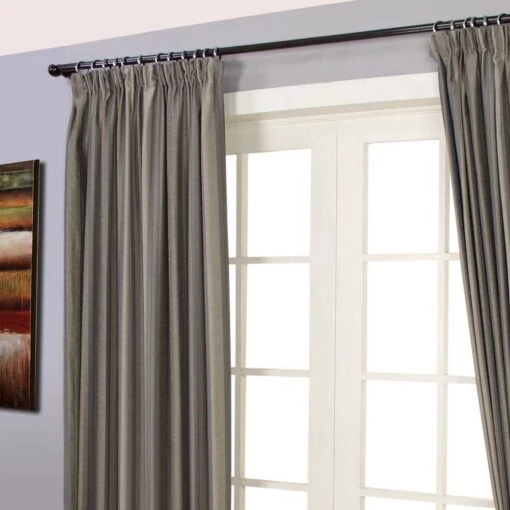 Grey Jacquard Curtain Modern Striped Design Fully Lined -Best Homeware Store marbella collection lined curtain gold side 1