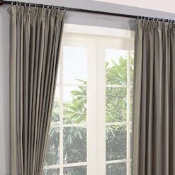 Grey Jacquard Curtain Modern Striped Design Fully Lined -Best Homeware Store marbella collection lined curtain gold side 2