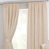 Natural Chenille Pencil Pleat Lined Curtains Pair -Best Homeware Store plain chenille natural