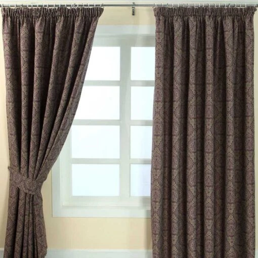 Purple Jacquard Curtain Floral Damask Design Fully Lined -Best Homeware Store purple jacquard curtain floral damask design main