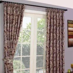 Multi-Colour Jacquard Curtain Abstract Design Fully Lined With Tie Backs -Best Homeware Store rossario collection lined curtain multi side 2