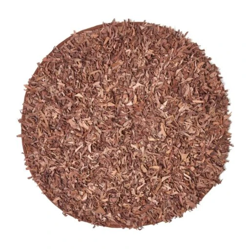 Dallas Leather Shaggy Rug Brown, 150 Cm Round -Best Homeware Store ru1119d 02