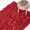 Dallas Leather Shaggy Rug Red -Best Homeware Store ru1121 01