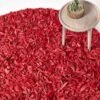 Dallas Leather Shaggy Rug Red, 150 Cm Round -Best Homeware Store ru1121d 01