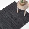 Denver Leather Woven Rug Black -Best Homeware Store ru1122 01