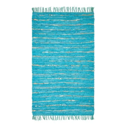 Leather Glitter Rug Gold & Turquoise -Best Homeware Store ru1146 02 2