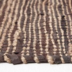 Madras Leather Hemp Rug Brown -Best Homeware Store ru1148 04