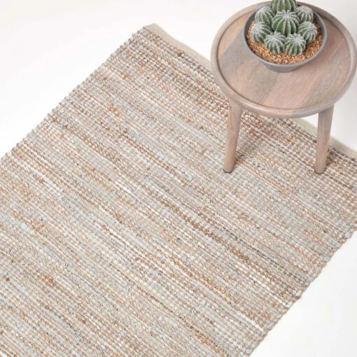 Madras Leather Hemp Rug Natural -Best Homeware Store ru1149a 01