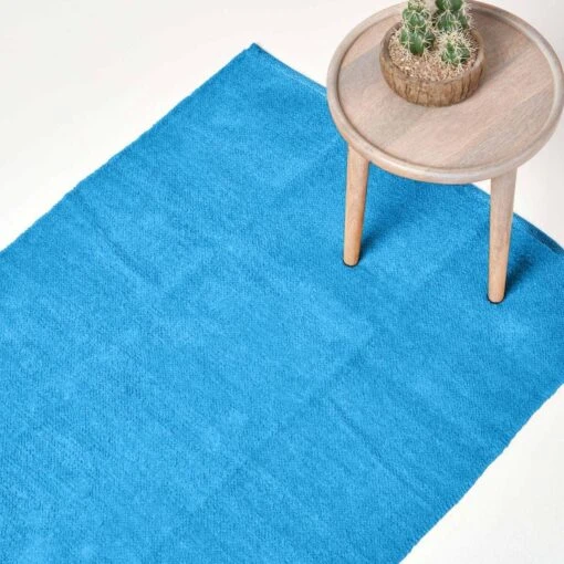 Chenille Plain Cotton Extra Large Rug Blue, 110 X 170 Cm -Best Homeware Store ru1159main 2