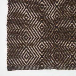 Hand Woven Geometric Patterned Black Jute Rug -Best Homeware Store ru1220 03