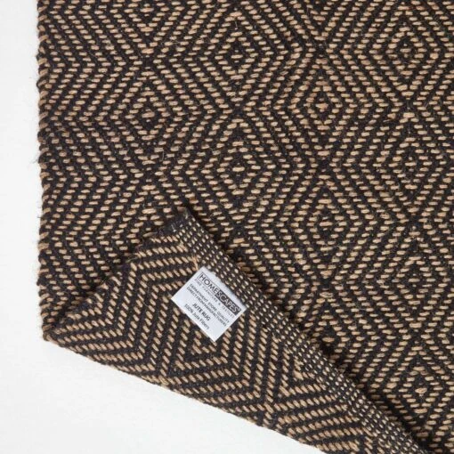 Hand Woven Geometric Patterned Black Jute Rug -Best Homeware Store ru1220 05