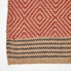 Hand Woven Geometric Patterned Red Black Jute Rug -Best Homeware Store ru1221 03