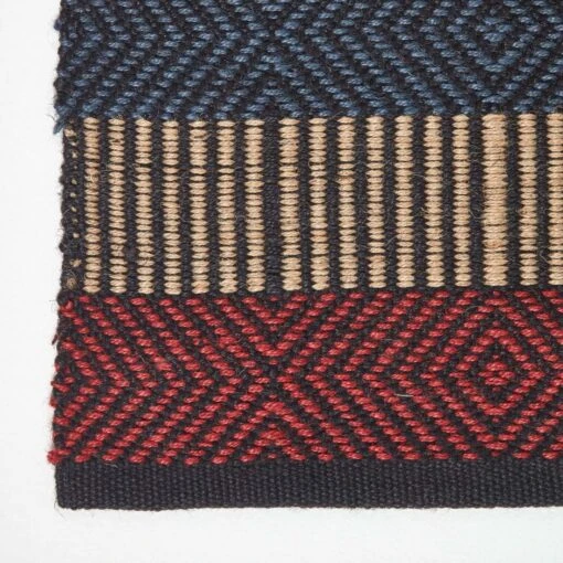 Multicolour Striped Hand Woven Geometric Patterned Jute Rug -Best Homeware Store ru1222 03