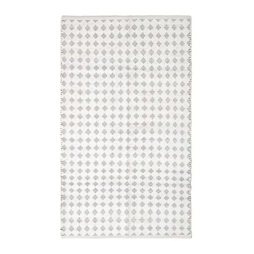 White Geometric Black Diamond Chindi Rug -Best Homeware Store ru1229 02