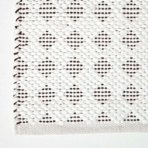 White Geometric Black Diamond Chindi Rug -Best Homeware Store ru1229 03