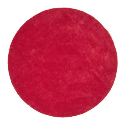 Hand Tufted Plain Cotton Red Large Round Rug -Best Homeware Store ru1234b 02