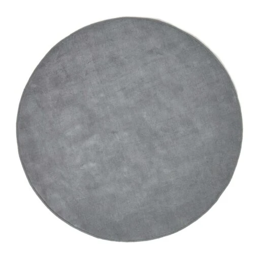 Hand Tufted Plain Cotton Grey Large Round Rug -Best Homeware Store ru1237b 02