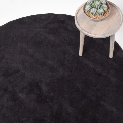 Hand Tufted Plain Cotton Black Large Round Rug -Best Homeware Store ru1238b 01 2