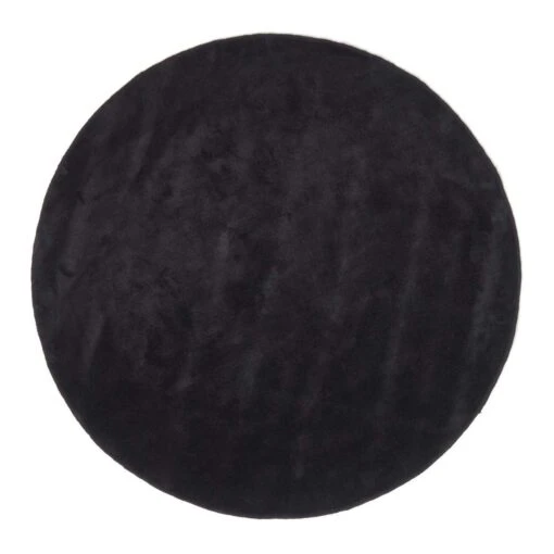 Hand Tufted Plain Cotton Black Large Round Rug -Best Homeware Store ru1238b 02 2