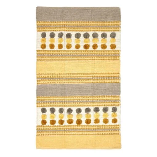 Modern Cotton Rug Grey Yellow Chenille Striped Hand Tufted Circles -Best Homeware Store ru1239c 02 1 1