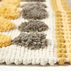 Modern Cotton Rug Grey Yellow Chenille Striped Hand Tufted Circles -Best Homeware Store ru1239c 04 1 1