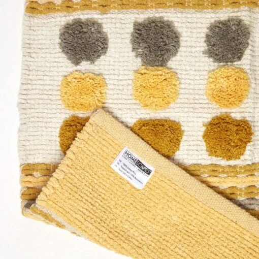 Modern Cotton Rug Grey Yellow Chenille Striped Hand Tufted Circles -Best Homeware Store ru1239c 05 1 1