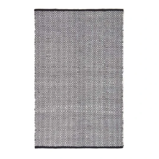 Trance Black And White Diamond Pattern Recycled Fibre Rug -Best Homeware Store ru1264 02