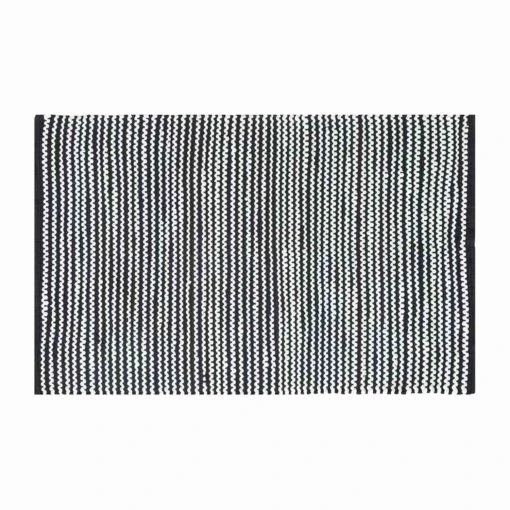 Groove Black And White Monochrome Stripy Cotton Chindi Rug, 150 Cm Round -Best Homeware Store ru1265 b 3