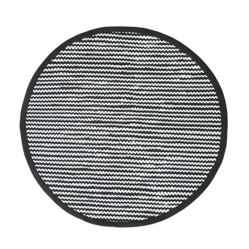 Groove Black And White Monochrome Stripy Cotton Chindi Rug, 150 Cm Round -Best Homeware Store ru1265 e 3