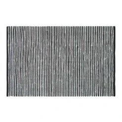 Groove Black And White Monochrome Stripy Cotton Chindi Rug, 150 Cm Round -Best Homeware Store ru1265 main 3