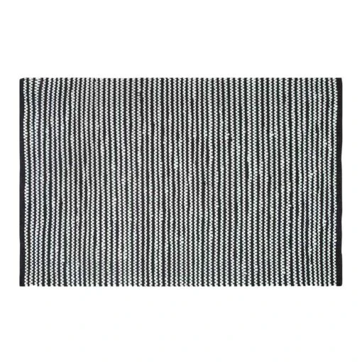 Groove Black And White Monochrome Stripy Cotton Chindi Rug, 150 Cm Round -Best Homeware Store ru1265 main 3