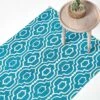 Riga Teal And White 100% Cotton Printed Patterned Rug -Best Homeware Store ru1279 01