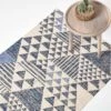 Delphi Blue And White Geometric Style 100% Cotton Printed Rug -Best Homeware Store ru1281 01