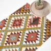 Oslo Orange, Brown And Yellow Multi Coloured 100% Cotton Diamond Pattern Rug -Best Homeware Store ru1285 01