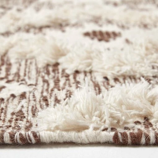 Lhasa Handwoven Brown And Cream Diamond Kilim Wool Rug -Best Homeware Store ru1286 04