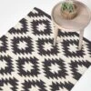 Zurich Handwoven Black And White Cotton Geometric Kilim Rug -Best Homeware Store ru1290 01