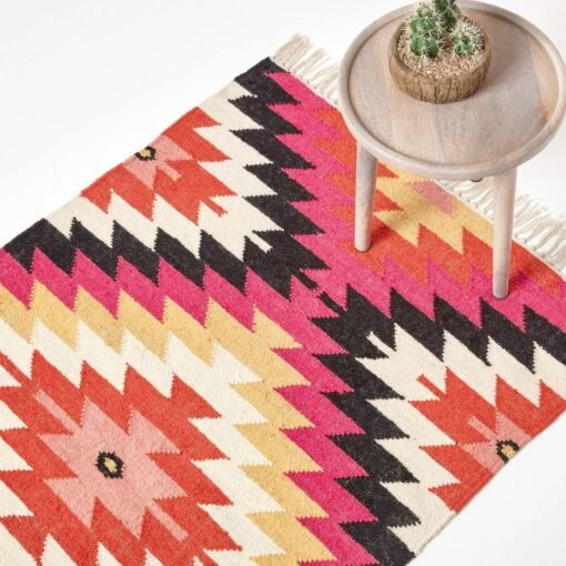 Jakarta Handwoven Geometric Kilim Wool Rug -Best Homeware Store ru1292 01