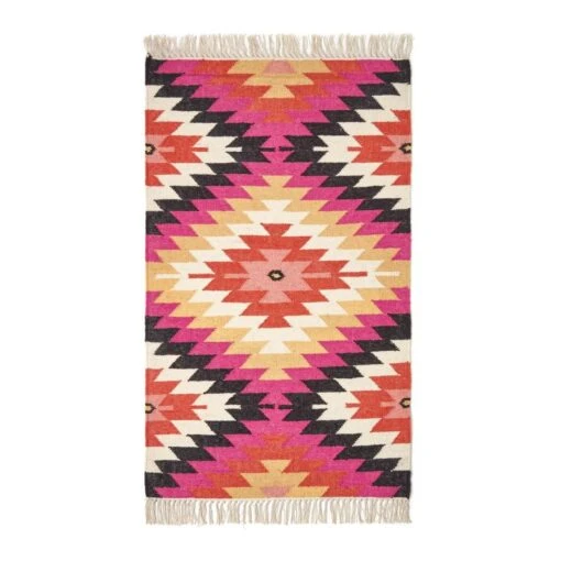 Jakarta Handwoven Geometric Kilim Wool Rug -Best Homeware Store ru1292 02