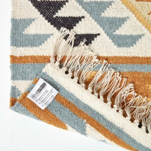 Agra Handwoven Diamond Kilim Wool Rug -Best Homeware Store ru1295 05