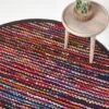 Handwoven Multi Coloured Recycled Chindi Folk Rug, 150 Cm Round -Best Homeware Store ru1297d 01