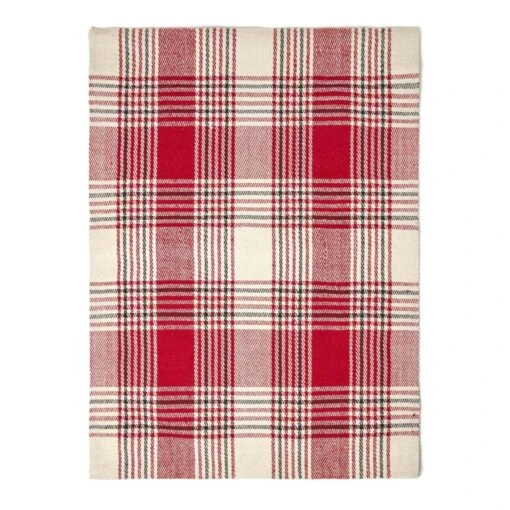 Walker Red Tartan Check Non-Slip 100% Wool Rug -Best Homeware Store ru1300 02